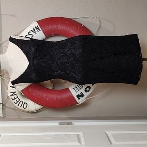 Stunning Theia Couture Black Crochet Cocktail Dress